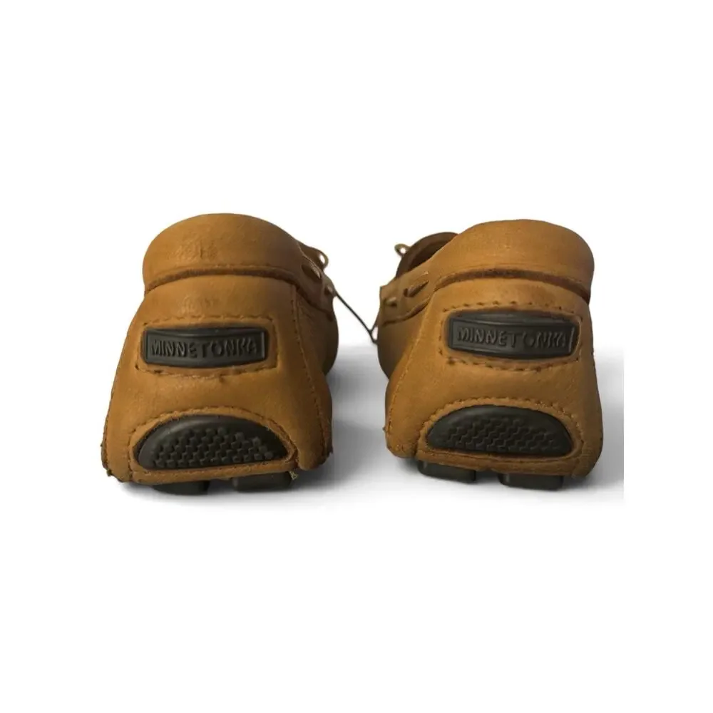 Minnetonka Moosehide Leather Moccasin Driving Knob Nub Tan Oil Rubbed Mens 10